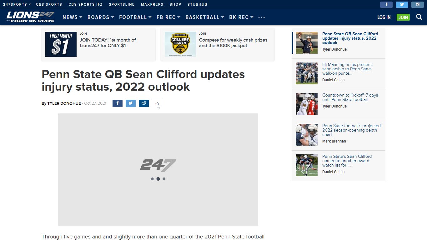 Penn State QB Sean Clifford updates injury status, 2022 outlook - Lions247