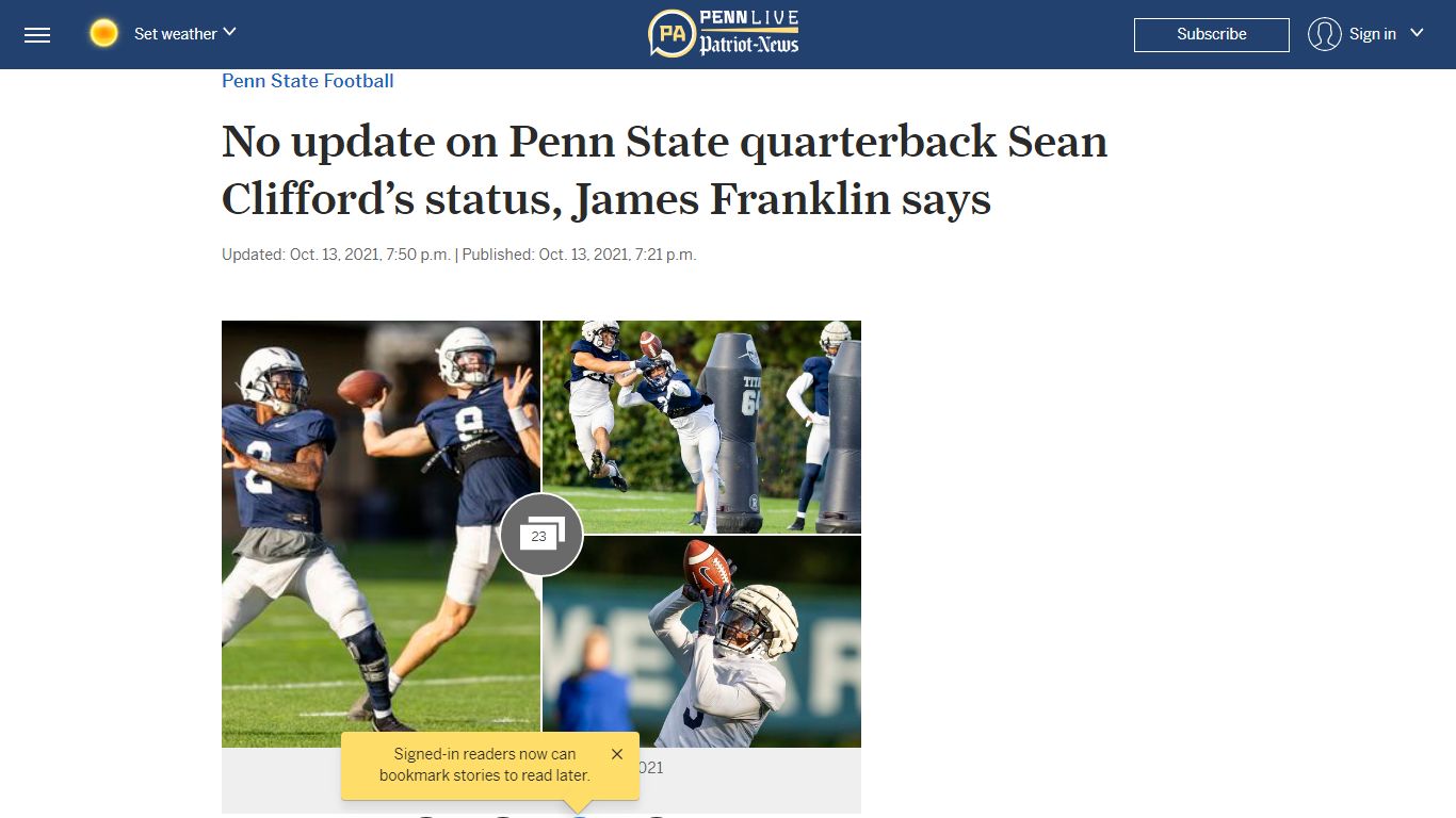 No update on Penn State quarterback Sean Clifford’s status, James ...